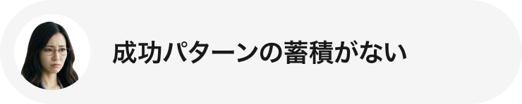 成功パターンの蓄積がない